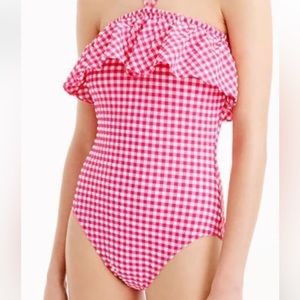 J. Crew pink gingham One Piece Swimsuit